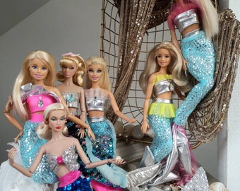 Luxurious Handmade Mermaid outfit for Barbie, Poppy Parker