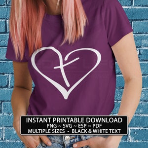 Love Heart Cross Art Christian Wall Art Printable Instant Download tshirt designs for women Bible print t-shirt design trendy print wall art