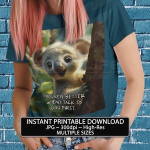 Schattige baby koala kunst christelijke kunst aan de muur afdrukbare tshirt design art print christelijke t-shirt design print kunst aan de muur christelijke cadeaubonnen of mok