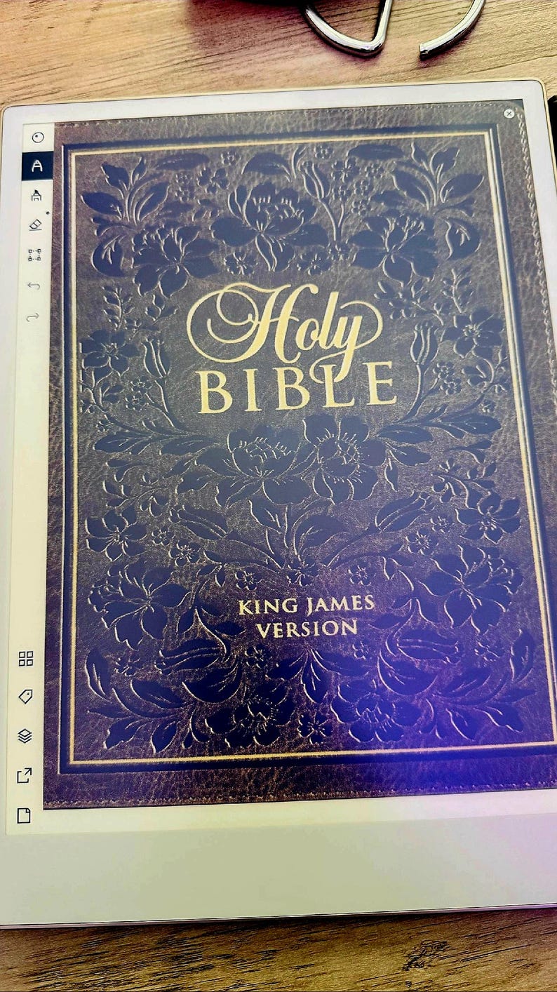 Here is a recent photo sent to me by a customer Victor of the Bible displayed on his ReMarkable Paper Pro device. He gave it 5 STARS and said he liked it very much. I hope it encourages you, too!