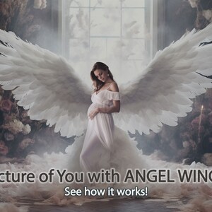 Große Engel Flügel Mutterschaft Hintergrund Glamour Portrait Digital Printable Wall Art Design Photoshop Overlays Fotografie AI Art Textures 300dpi