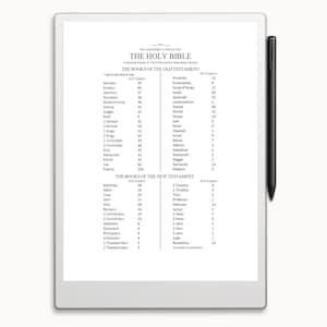 May include: A black and white image of a list of books in the Holy Bible, with the number of chapters for each book. The list is divided into two sections: The Books of the Old Testament and The Books of the New Testament.