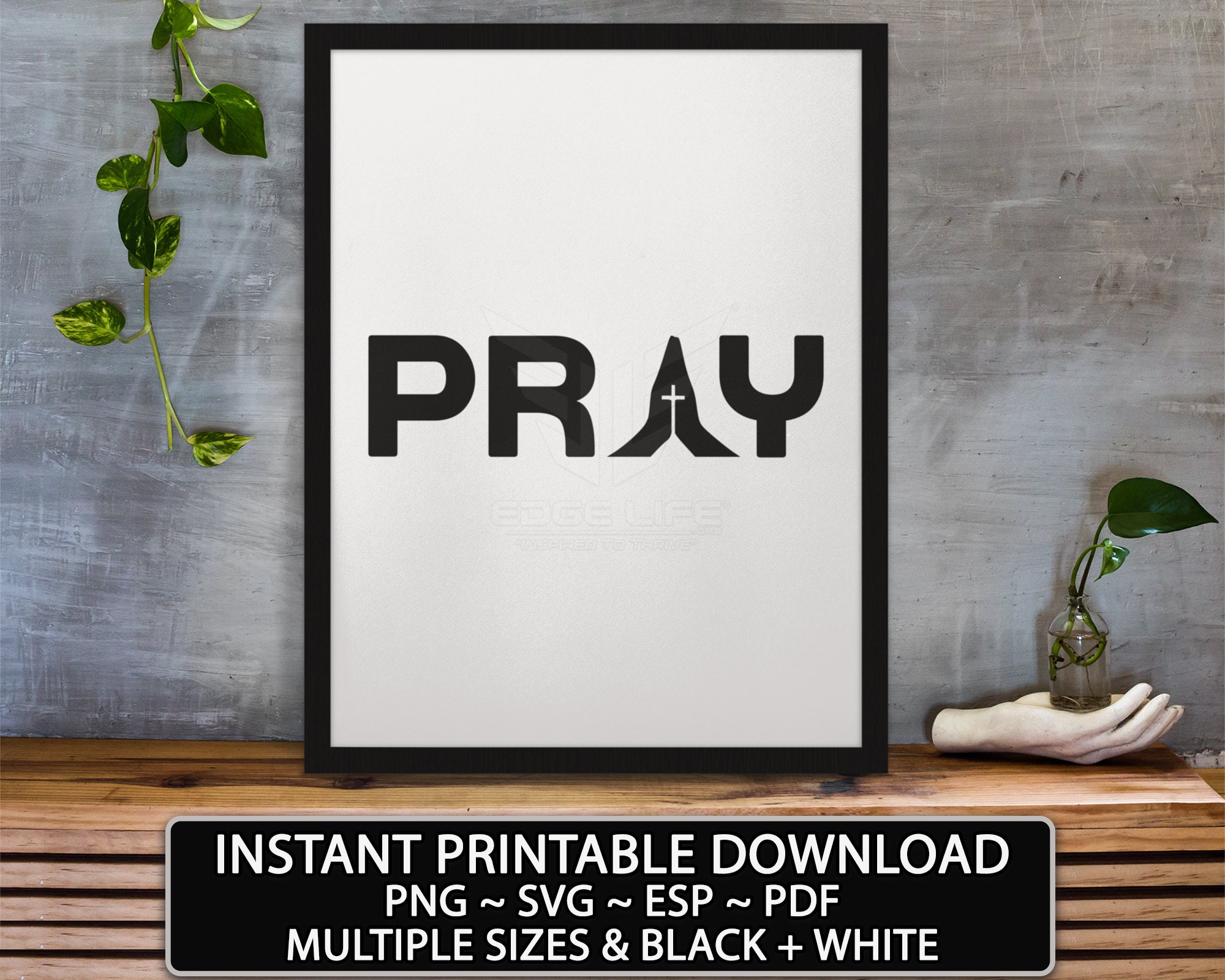 PRAY Christian Wall Art Printable Instant Download Tshirt Designs for ...
