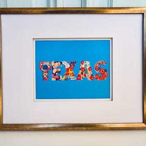 Texas Wildflower Print: Illustrated Floral Wall Art on Blue