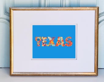 Texas Wildflower Art Print: Blue Floral Illustration (8x10 Digital Download)