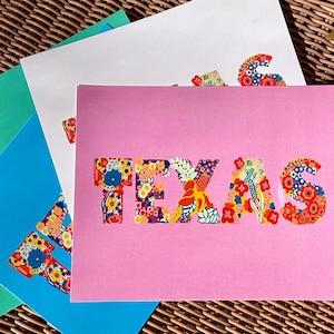 Floral Texas Art Print: Colorful Wildflower Illustration on Pink