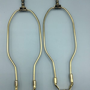 10-1/2” metal lamp harp w/ antique brass finial set ( pair)