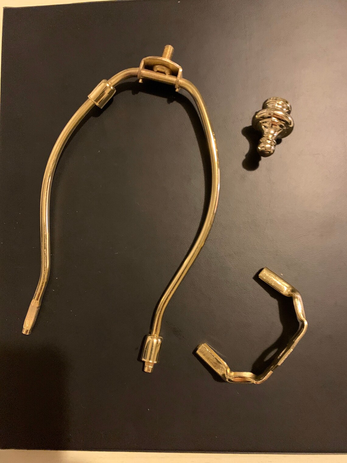 Set of 2 7 Brass Plated Steel Lamp Harp With Base and Finial Etsy