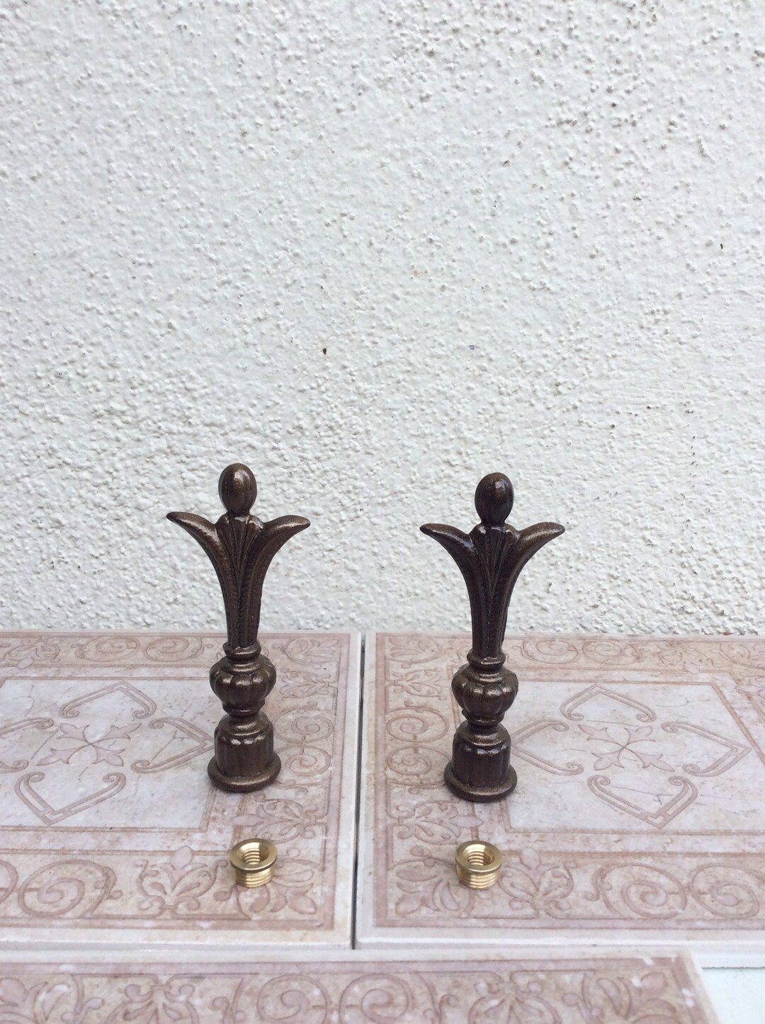 Vintage Pot Metal Lamp Finials Set /2 Etsy