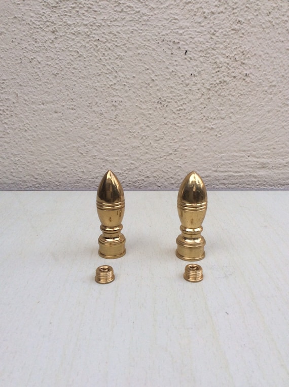 Vintage Solid Brass Lamp Finial Set/2 Used Etsy
