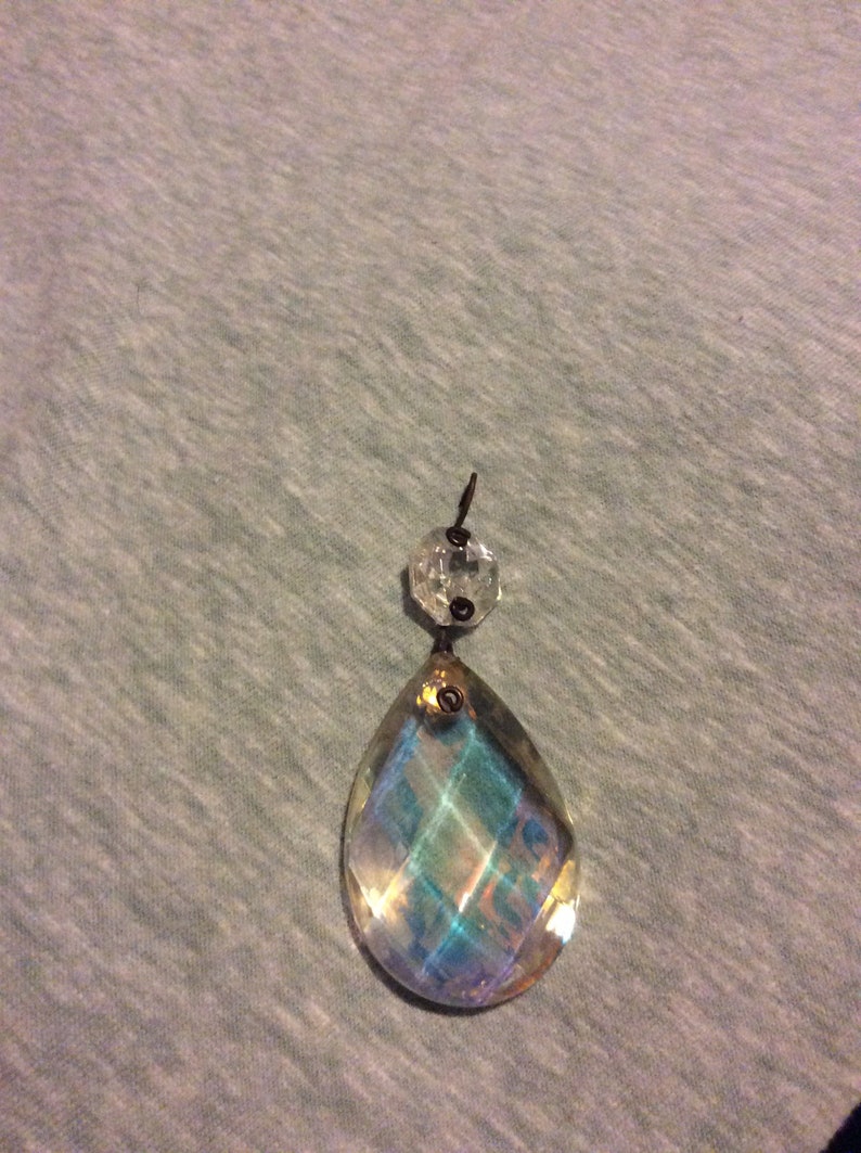 used Set6 Vintage aurora borealis crystal cut glass lamp prism