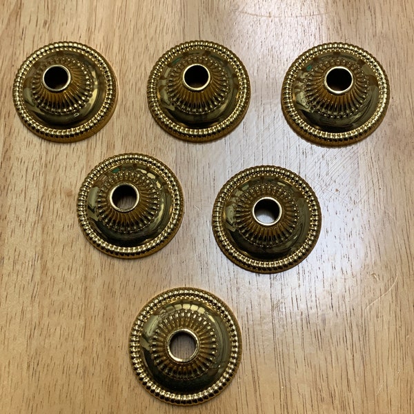Brass stamped lamp small cap spacer ( used) set /6