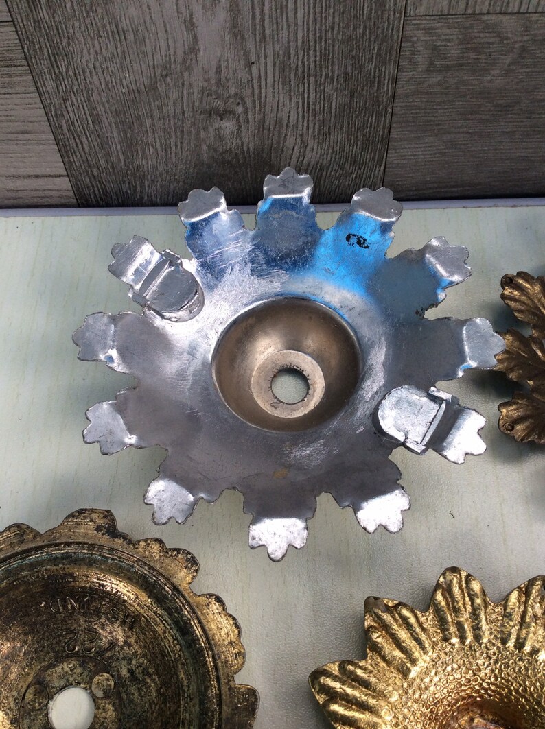 Vintage cast metal ornate lamp bobeches Set / 4 Etsy