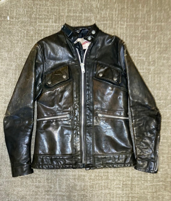 Vintage Distressed Leather Biker Racer Jacket - image 3