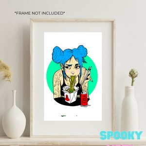 Ramen Girl, Art Print, Fine Art, Digital Wall Art, Anime art, fan Art image 3