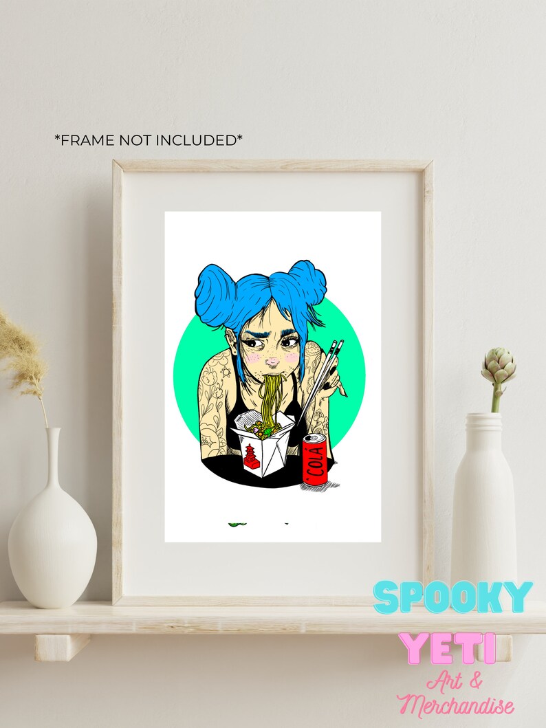 Ramen Girl, Art Print, Fine Art, Digital Wall Art, Anime art, fan Art image 3