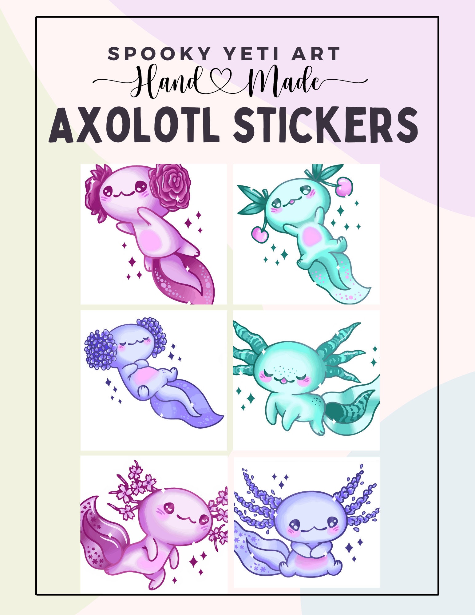 Cute Cartoon Stickers Waterproof Aesthetic Sticker Axolotl Gifts