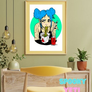 Ramen Girl, Art Print, Fine Art, Digital Wall Art, Anime art, fan Art image 2