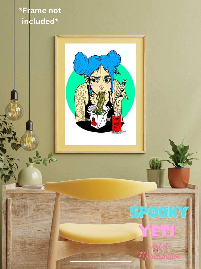 Ramen Girl, Art Print, Fine Art, Digital Wall Art, Anime art, fan Art image 2