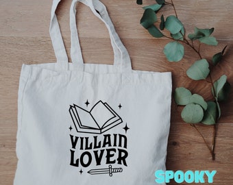 Villain Lover, Book Tote, Reusable Shopping Bags, Grocery Sacks, Travel Totes, Day Totes, Book Bags, Print, Handmade