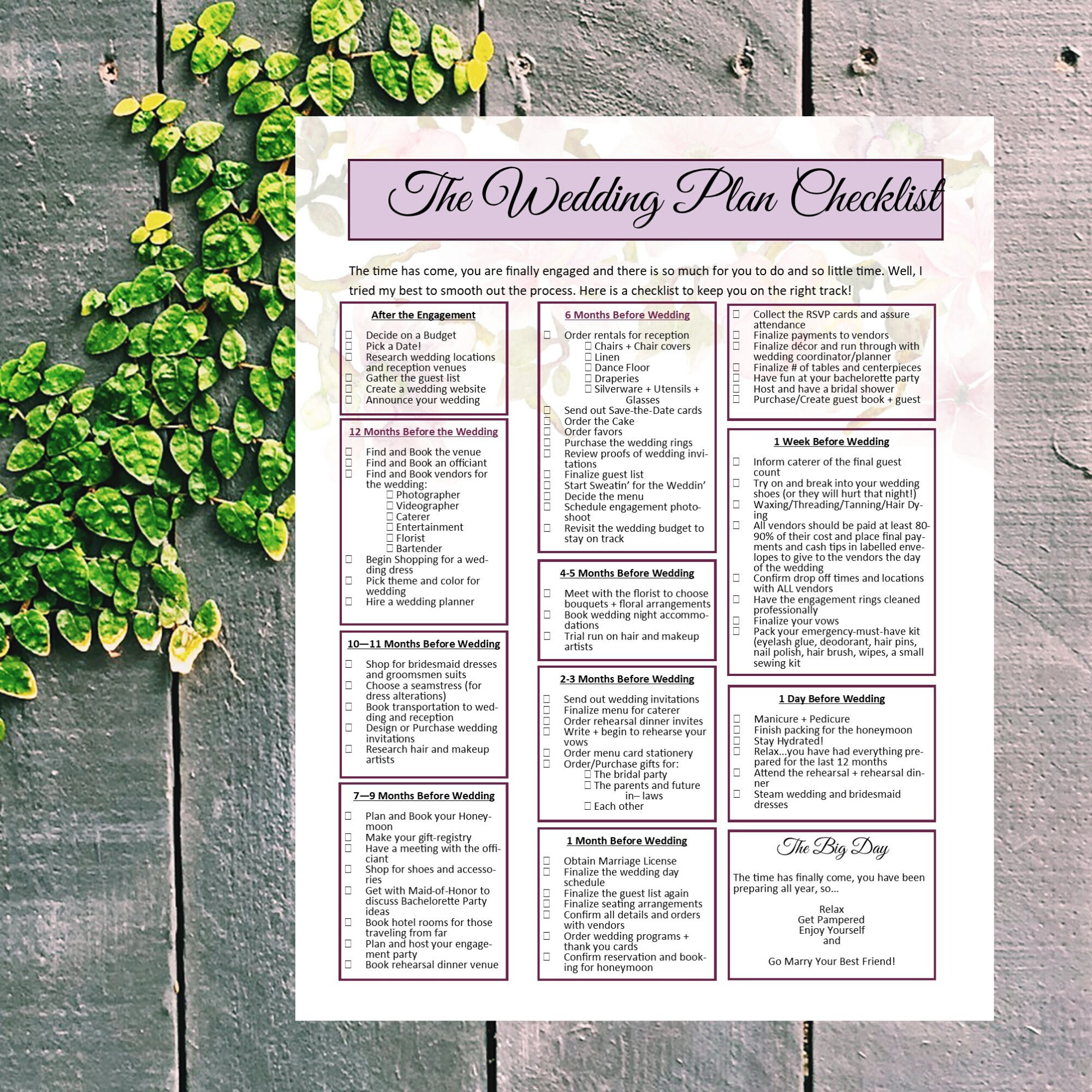 Free Printable Wedding Checklist For Wedding Planning 10 Printable 