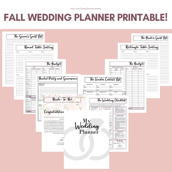 The Wedding Planner 2 Printable Planner Sheets and Inserts | Etsy