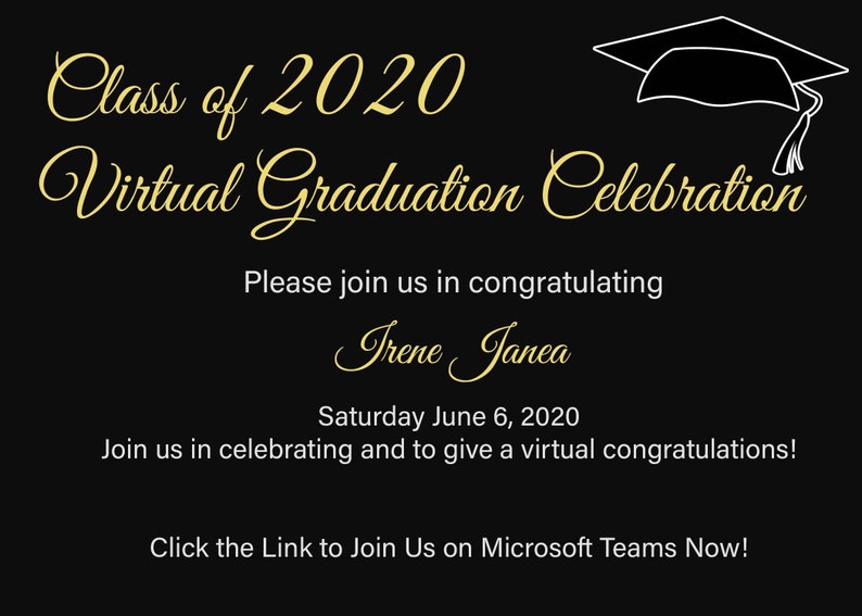 Virtual Graduation Celebration Invitation Virtual Party Etsy