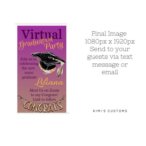 Virtual Graduation Invitation Text Message Mobile Invite Etsy