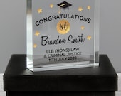 Personalised Congratulations Graduation Large Crystal Token in Black Gift Box, Graduation Gift or Him, Graduation gift for Her, Keepsake