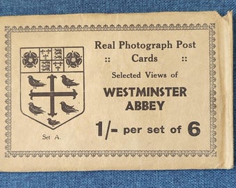 Set of Six Vintage Real Photograph Postcards of Westminster Abbey