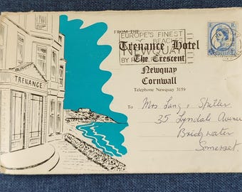 Trenance Hotel, Newquay, Cornwall Letter Card, 1960s