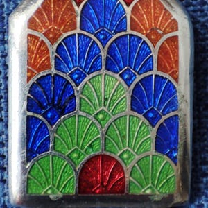 Antique Art Nouveau Champleve Enamel 2-pc Belt Buckle Blue Red White Green Vintage Art Nouveau French Champlevé Enameled Buckle - Etsy main image 2