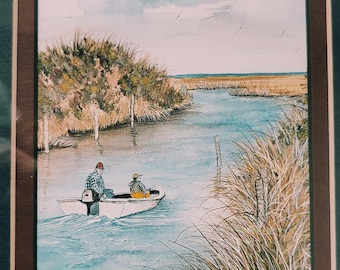 Watercolour Painting Signed Print 'Out To The Sound', Ocracoke, North Carolina by Donna Graff