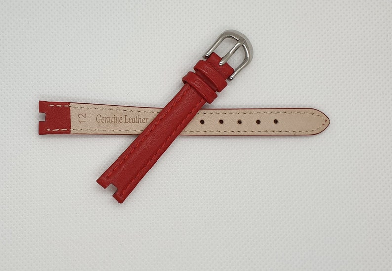 For TISSOT 12mm Watch Genuine Leather Red Ladies Strap Band | Etsy