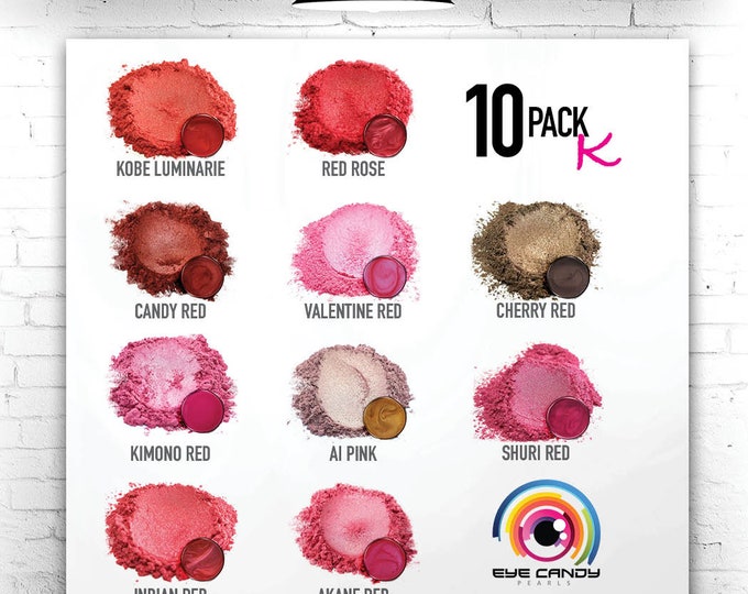 Eye Candy Mica Pigments 10 Color Sample Set K REDS