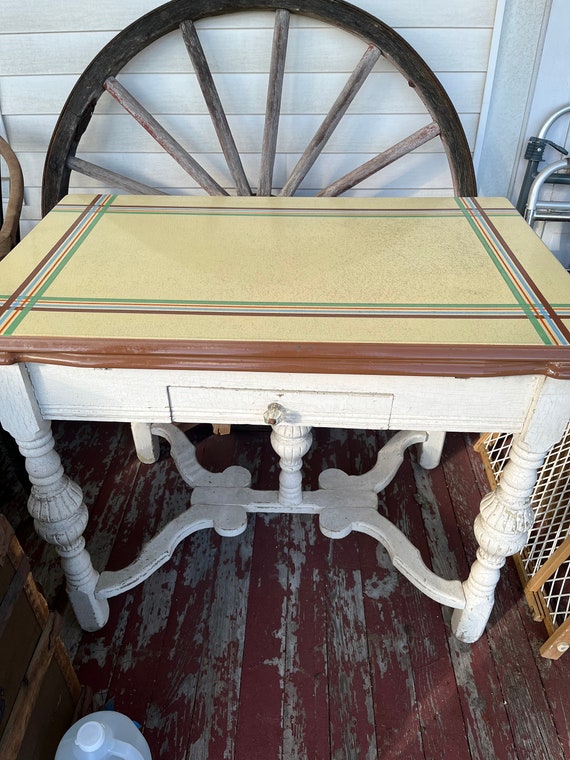 PICK UP ONLY 1930s Enamel top Wood Table With Leaves Etsy UK