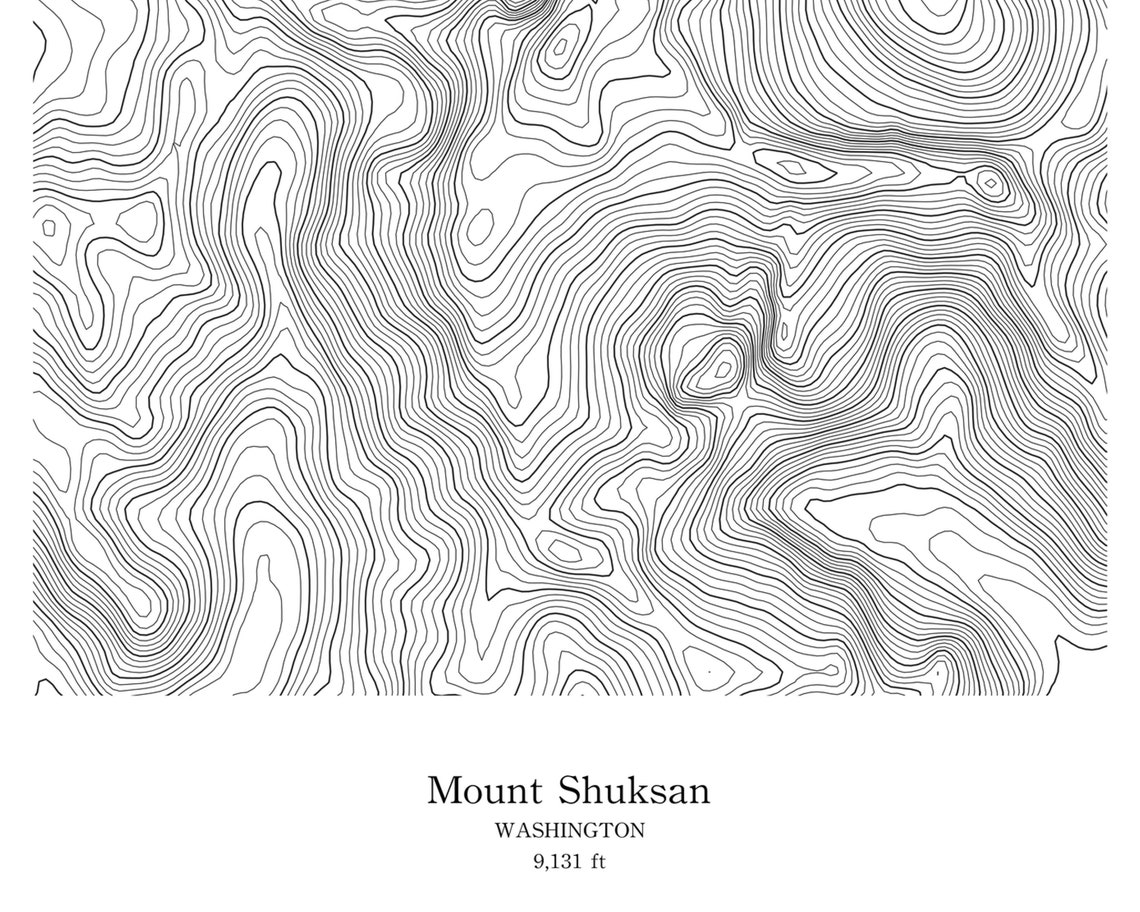 Mount Shuksan Topographic Map Poster Washington PNW Art | Etsy