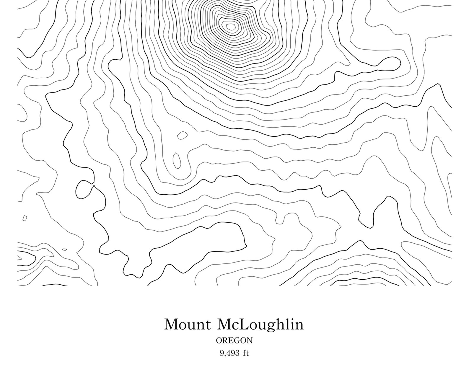 Mount McLoughlin Topographic Map Poster Oregon PNW Art | Etsy