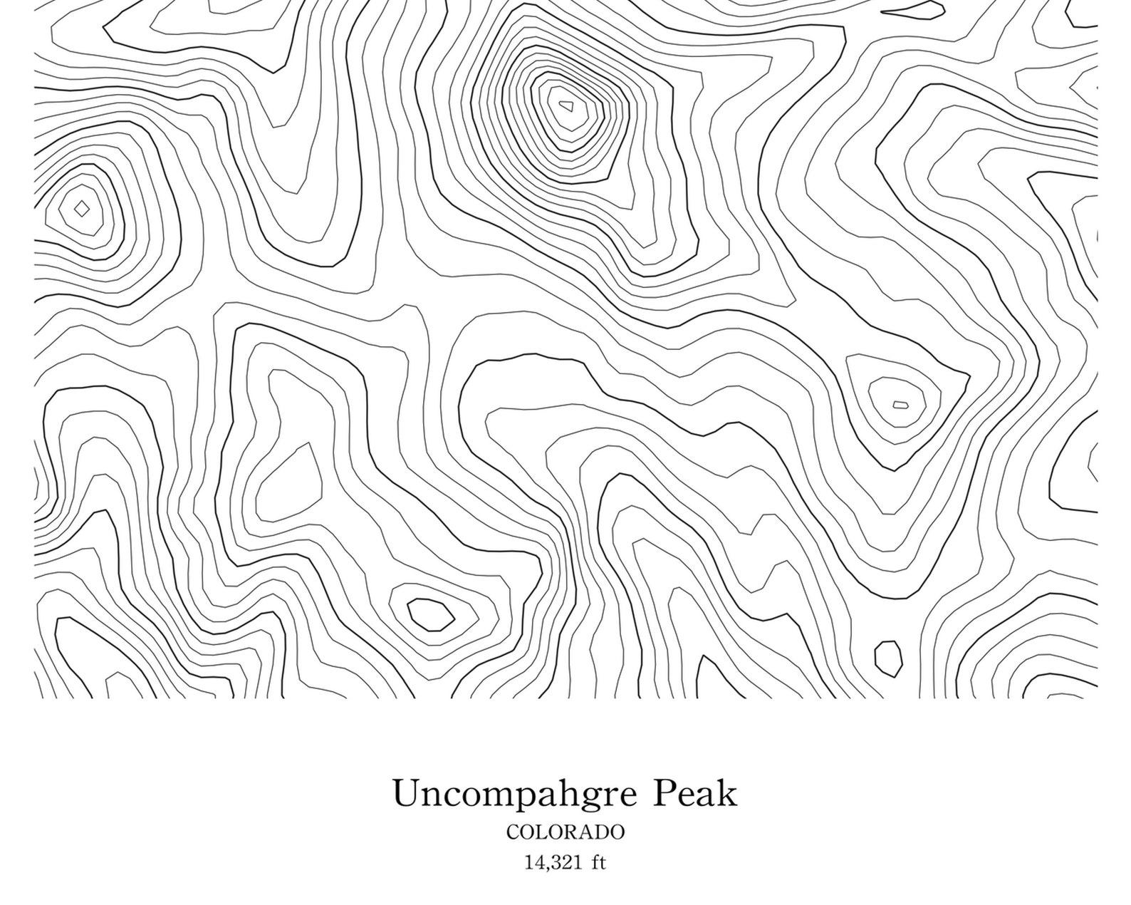 Uncompahgre Peak Topographic Map Poster Colorado 14ers Art | Etsy