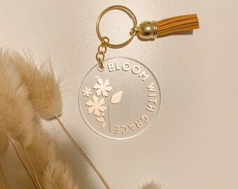 Bloom with Grace | Acrylic Keychain with Tassel