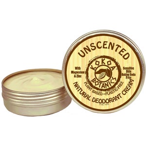 Natural Deodorant Cream - Unscented - Sensitive Skin - Baking Soda Free - Vegan 2 oz