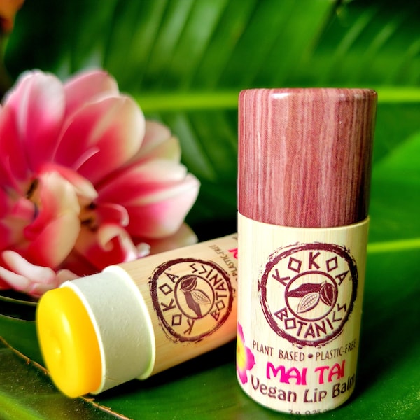 Mai Tai - All Natural Lip Balm - Vegan Lip Balm - Organic Lip Balm - Chapstick - Plastic Free .25 oz