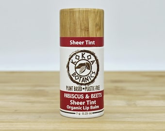 Naturally Tinted Lip Balm - Hibiscus and Beets - Sheer Tint - Vegan - Plastic Free .25 oz