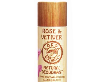 ROSE & VETIVER - Natural Deodorant - Plastic-Free - Aluminum-Free all Day Protection - Handmade
