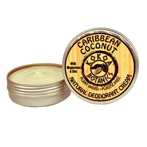Cream Deodorant – Caribbean Coconut - Organic Natural & Plastic Free - Aluminum-Free - Eco - 2 oz