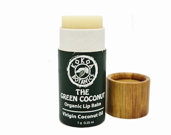 Balsamo labbra all'olio di cocco vergine, The Green Coconut, biologico, senza plastica, 7 g.