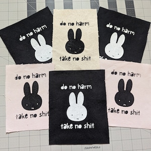Do No Harm Take No Sh*t Bunny Rabbit Kawaii Character Patch - punk - diy - kidcore - kitty - emo - scene kid - alternative - acab - cat
