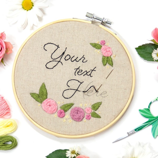 Custom Text Embroidery Kit Text - Beginner Embroidery Kit -  DIY craft kit - Custom Embroidery Kit - Funny Embroidery Kit, Full Kit