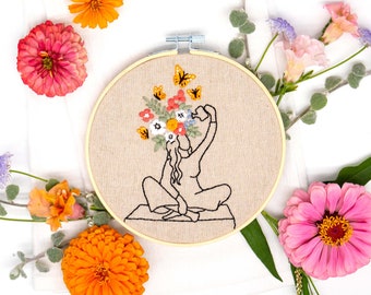 Feminist Hand Embroidery kit with Butterflies modern floral- bloom and grow Paige Payne Art The Way That She Blossomed Was Beautiful