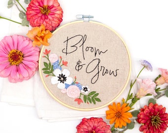 Floral Hand Embroidery kit - Bloom and Grow series - Full video tutorial available